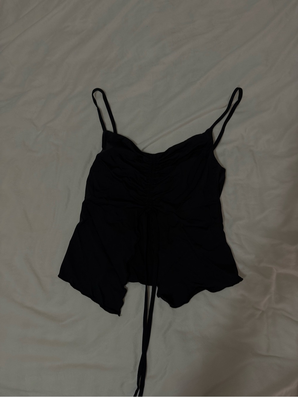 Black Ruched Tie-Front Cami Top - Women's